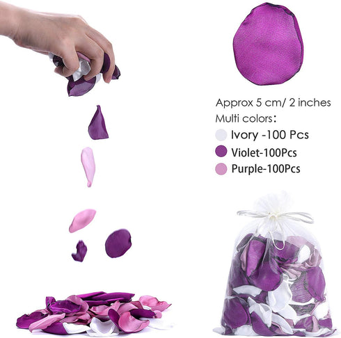 300pcs Artificial Silk Rose Petals, Reusable Fake Purple Flower Petals for Wedding and Party Decoration