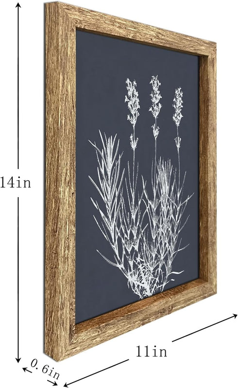 Set 4 (11x14 GUMEYJIA Boho Wall Art of Framed Herb Prints Botanical White Floral Sketches with Gray and Sage Green