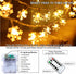 Christmas Snowflake String Lights, 20 FT 40 LED Warm White Battery Operated Fairy Lights with Remote Timer for Indoor