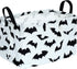 KUNRO Bat Pattern Halloween Storage Gift Basket, Canvas Storage Bins with Handles, Rectangle Organizer