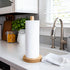 Wooden Paper Towel Holder Countertop - Solid Beechwood Dispenser Stand with Anti-Skid Base