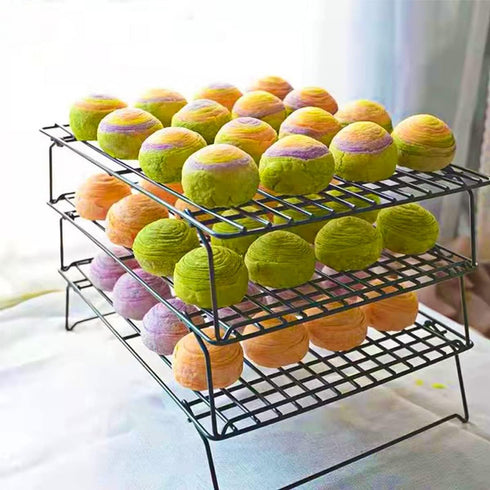 ShellKingdom Cooling Racks, Stainless Steel Non-Stick Baking Racks And Oven Safe Wire Cool Racks for Cookies, Cakes and Baking,3-Tier,Foldable by ShellKingdom