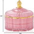 7 oz Pink Glass Jewelry Jar Cube - Facets Candy Storage Sugar Bowl with Lid for Kitchen Bath Gift Organizer