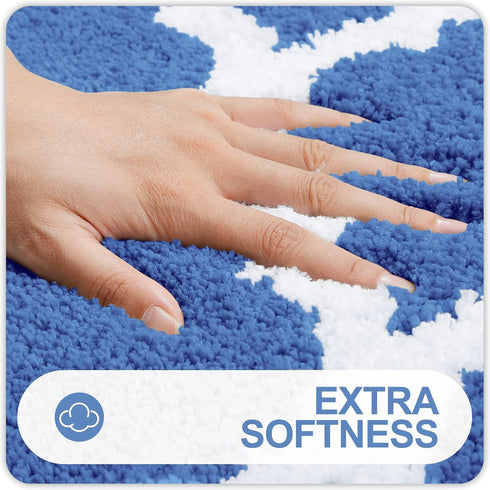 OLANLY 2 Piece Bathroom Rugs Set, Microfiber Bath Shower Mat and U-Shaped Toilet Rug, Non-Slip Absorbent (Sky Blue)