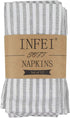 Plain Striped Cotton Linen Blended Dinner Cloth Napkins, Set of 12, 40 x 30 cm, Grey for Events & Home