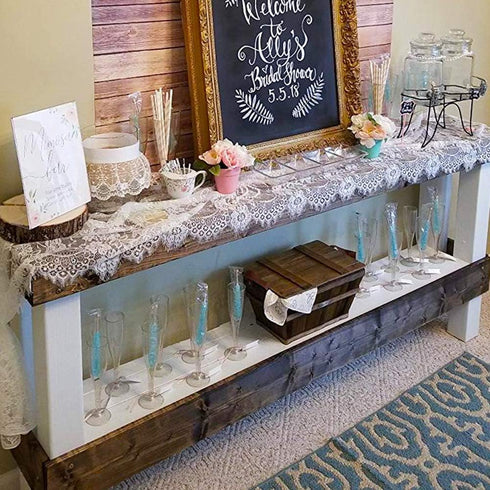 B-COOL White Lace Table Runner, 14 X 120 Inch Vintage Floral for Rustic Wedding Reception