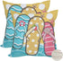 2 Pack Waterproof Summer Throw Pillow Covers, 18x18 Inch, Flip Flops Decor, Tropical Beach Starfish Outdoor Cases