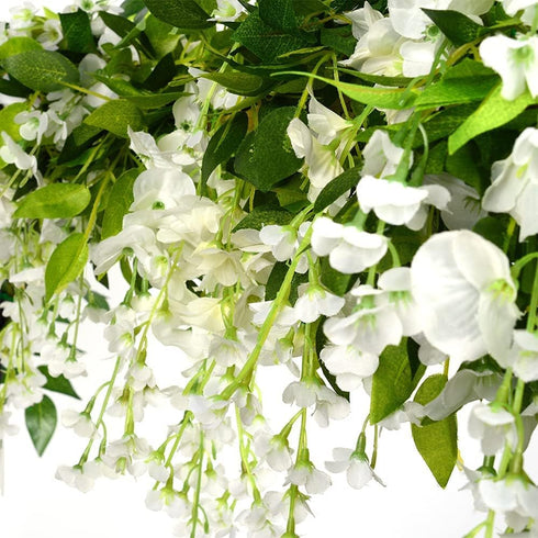 CLONG 5pack Wisteria Garland Flower Garland, Artificial Flowers, Total 33ft, White