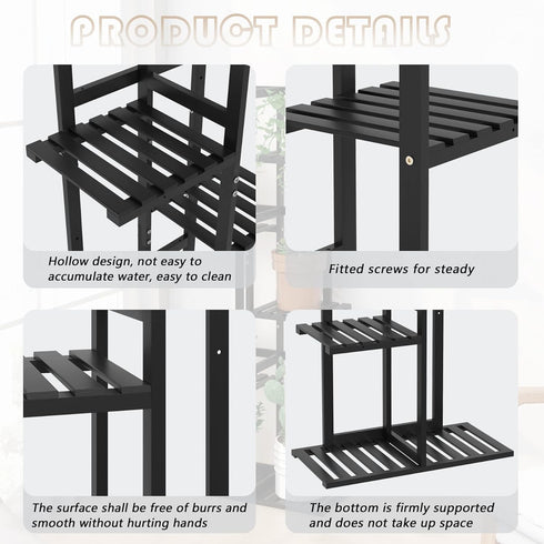 5 6 Laiensia Tier Bamboo Plant Stand Rack Potted Multiple Flower Pot Holder Shelf, Indoor&Outdoor Planter Display