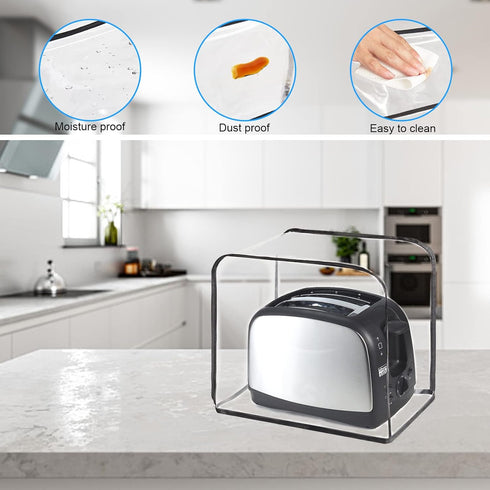QEES Toaster Cover, 2 Slice, Transparent Polyester, Dustproof, Universal Size, Microwave Oven Cover