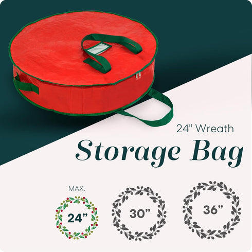 Handy Laundry Christmas Wreath Storage Bag - 2-PACK - Durable, Tarp Material, Zipper, Sturdy Carry Handle, Dust, Pest Protection - Ideal Home, Garage Organization for Holiday Wreath Decoration. (24") by Handy Laundry