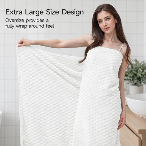 Set 6-35x70 Inches Set 6 REDKISS White Microfiber Towels of Oversized Bath Sheets, Extra Large Bath Towels