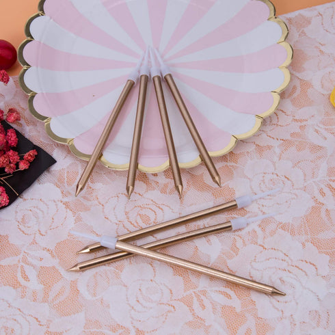 Luter 48Pcs Metallic Birthday Candles in Holders for Tall Birthday Cake and Long Thin Cupcake Decoration