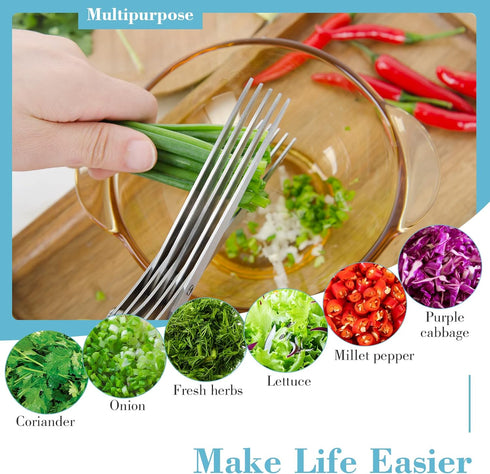 Herb Scissors with 5 Blades and Cover, Premium Kitchen Scissors for Food Vegetable, Stainless Steel Kitchen Shears