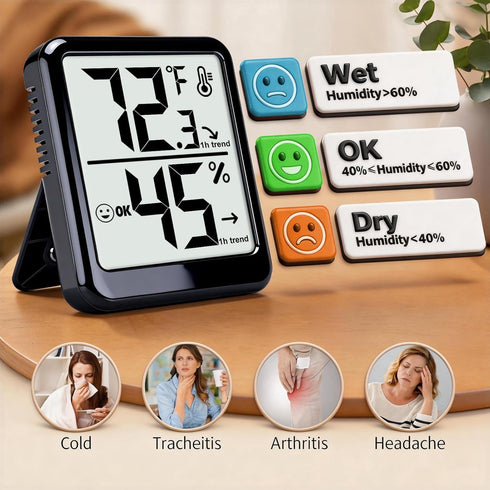 4-Pack Room Thermometer Indoor Hygrometer, Small Digital Temperature and Humidity Monitor Sensor, Temperature Humidity