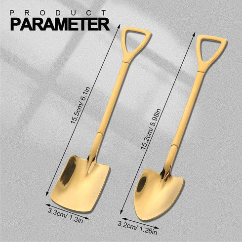 8Pcs Shovel Shape Stainless Steel Spoon with Exquisite Box, Gleaming Tea Coffee Sugar Cake Spoon, Dessert Ice Cream Spoon, Fruit Spoon Stirring Spoon Metal Yogurt Spoons, 4 Colors