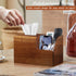 BIBELUN Square Tissue Box Cover,Multi-Functional Wood Tissue Box Holder with Storage Grid,Tissue and Remote Control