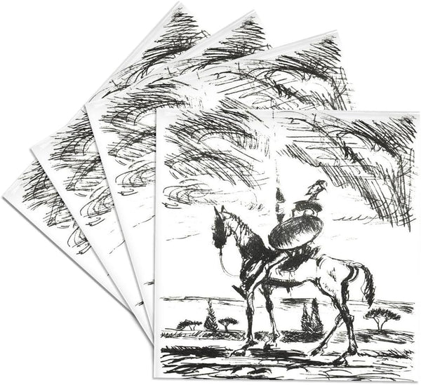 3dRose Set of 4 Ceramic Tile Coasters, Don Quixote Spanish Literature Novel