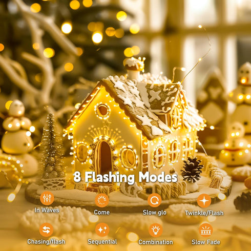 8 2 Pack 16FT 50LED ZSJWL Rechargeable Fairy Lights with DIY Timer & Modes, String Lights Battery Operated Indoor