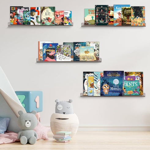6 Pack 15" Dezzer Acrylic Shelves for Wall, Acrylic Floating Shelves for Bathroom Bedroom, Invisible Bookshelf Wall