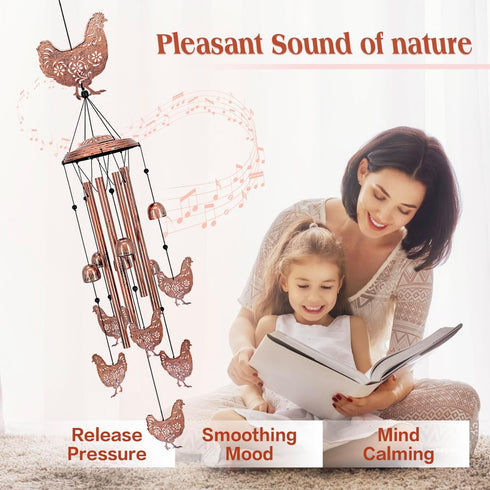 for Mom Chicken Wind Chimes for Outside,Chicken Gifts for Women/Men/Sympathy/Memorial Gifts/Birthday Festival Metal