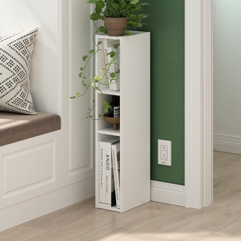 3-Tier 6-in 9.3 5.9 31.5, Furinno Fulda Book Shelf, Narrow Bookshelf, Bookcase with Width Storage Shelf, x x for Living
