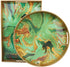 13" Round Green Marbling Decorative Tray with Handles, Morden Plastic Serving Tray for Coffee Table Bathroom, Ottoman