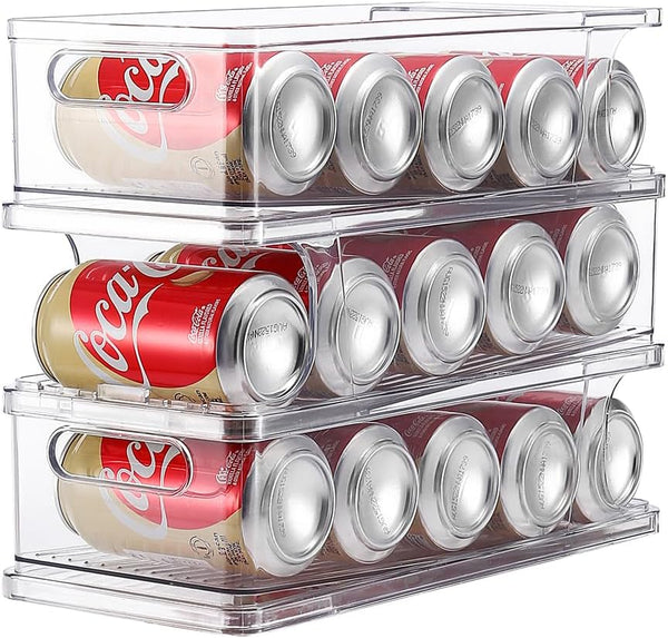 Xicennego 3-Tier Stackable Soda Can Organizer, Beverage Can Holder for Refrigerator, Pantry, Cupboard
