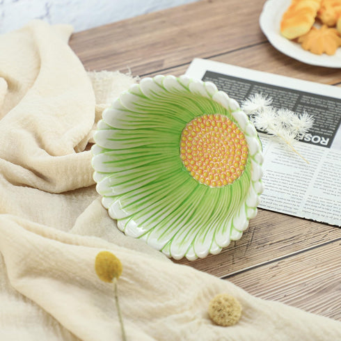 Green Daisy Ceramic Bowls - Rice, Salad, Soup, Dessert, Cream Soup Bowls