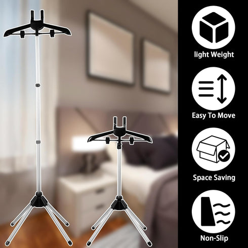 DJAPWPX Telescopic Garment Steamer Rack, Height Adjustable Clothes Steamer Holder, Foldable Standing Hanger