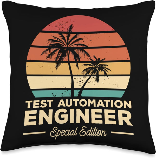 Vintage Test Automation Engineer Throw Pillow, 16x16, Multicolor Decorative Cushion