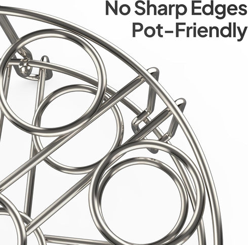 18 6qt/8qt 2-in-1 Stackable Egg Steamer Rack Holds Eggs with Handles, Stainless Steel Instant Pot Trivet Fits Pressure