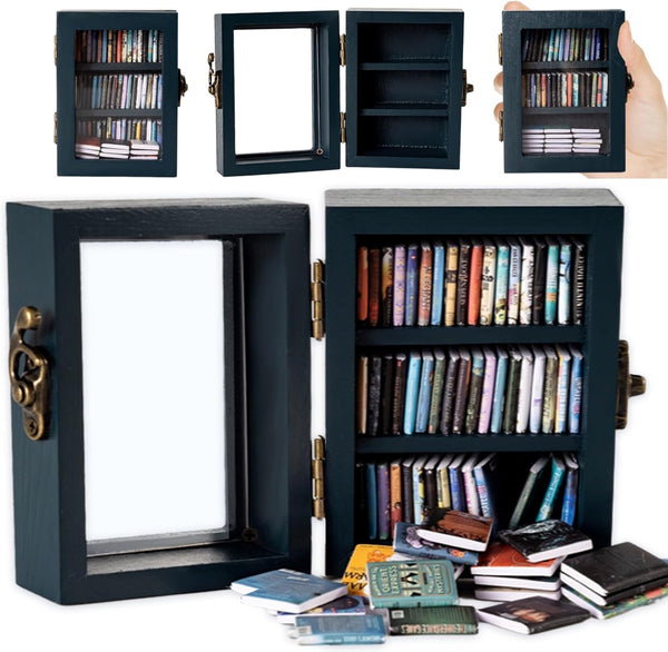 TABTAG Anxiety Bookshelf Mini Book Micro Display Stand a Miniature Library Equipped with