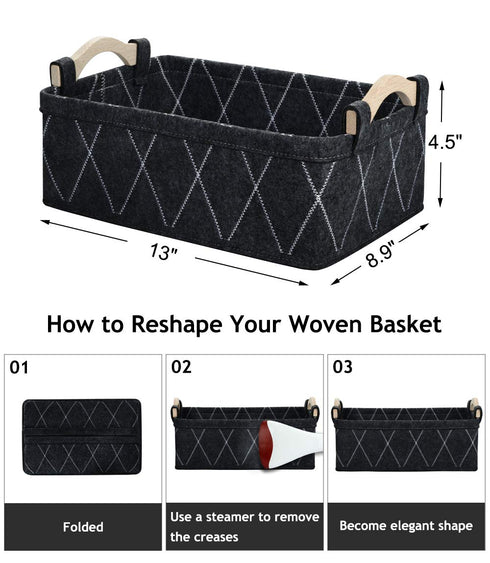Small Collapsible Baskets, Fabric Storage Bin Organizer for Shelves, Dark Gray for Underwear, Socks, Baby Products