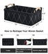 Small Collapsible Baskets, Fabric Storage Bin Organizer for Shelves, Dark Gray for Underwear, Socks, Baby Products