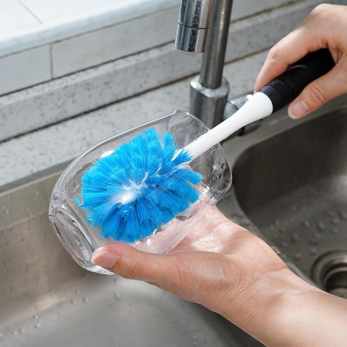 Dish Brush Set of 3, Water Bottle Brush, Dish Scrub Brush, Non-Slip Long Handle for Cleaning Dishes, Sink, Pots, Round