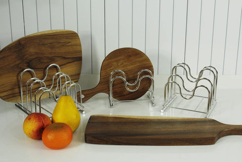 LENITH 304 Stainless Steel Wire Cutting Board Holder, Kitchen Organizer with 2 Sectional Racks