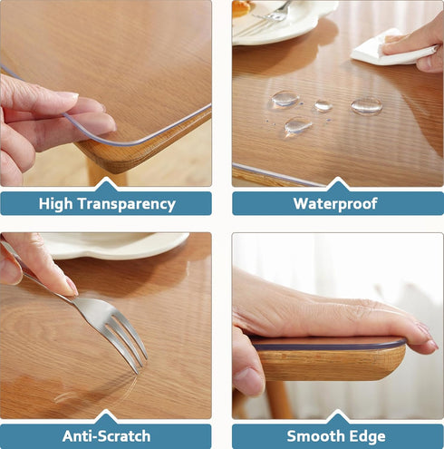 OstepDecor Clear Desk Mat 16 x 32 Inch, 1.5mm Thick Waterproof Plastic Desk Protector for Writing Desk and Dresser