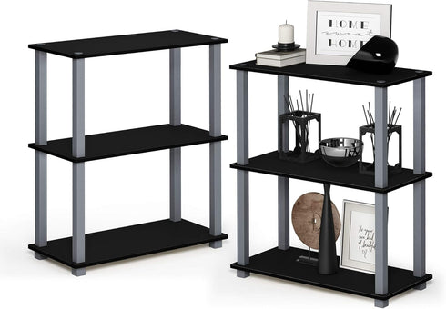 Furinno Turn-S-Tube 3-Tier Compact Shelf, 2-Pack, Black/Grey