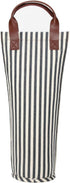 Tirrinia Insulated Single Wine Gift Tote Bag, Padded Thermal Wine Bottle Carrier for Travel, Picnic, Blue Stripe