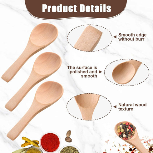 Boao 50 Pcs Small Wooden Spoons, 3.5'' L, Mini Wood Natural Tiny Spoons for Jars, Sugar, Creamer, Honey
