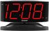 Sharp Home LED Digital Alarm Clock - Midnight Black with Red LED, Big Green Digit Display, Swivel Base, Outlet Powered
