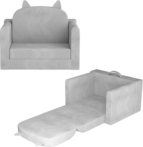ORWIPO Kids Sofa Bed with Removable Washable Cover & Backrest Foldable Toddler Chair,