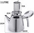 VeoHome (1 (34 oz)) Stainless Steel Tea Pot with Infuser - Keeps Heat Thanks to its Double Wall, Silver Liter