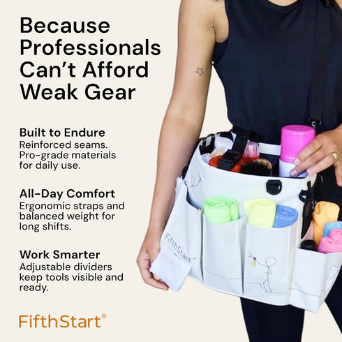 9 FifthStar Cleaning Caddy Bag for Professionals - Heavy-Duty Organizer with Shoulder Strap, Pockets, Mesh Base