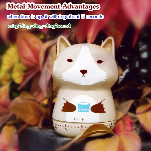 Mechanical Kitchen Timer, Cute Animal Timer for Kids, 60 Minutes Manual Countdown for Cooking