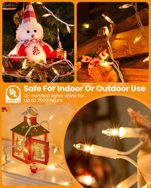Set 100 Count 20 Bulb Minetom Clear Christmas Lights Feet Incandescent Mini String Lights for Indoor Christmas Tree