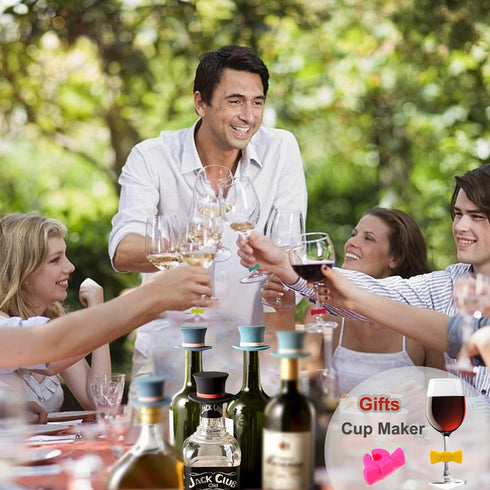 Funny Silicone Wine Stopper Caps Set - Reusable Wine Corks for Bottles, Magic Preserver Gift for Wine Lovers