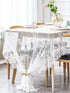 BOXAN Gorgeous White Lace Tablecloth Overlay, 60x120 Inch Rose Vintage Embroidered, Romantic Boho Wedding Reception