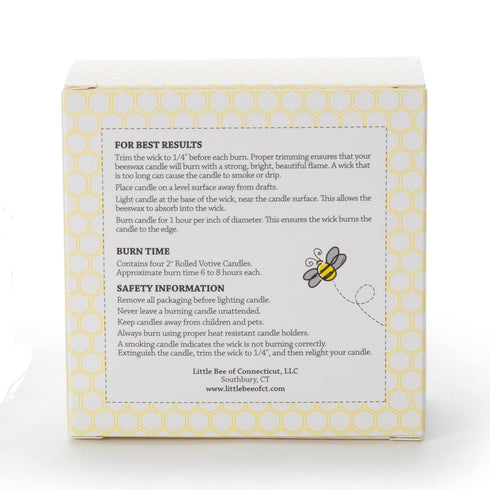 Hand-Rolled Beeswax Votive Candles 4pk by Little Bee of Connecticut